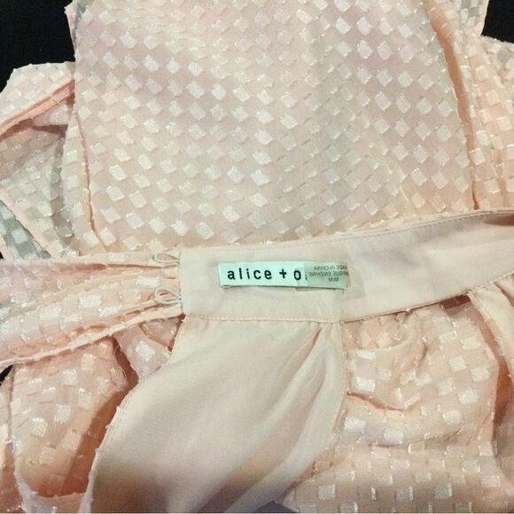 ALICE + OLIVIA Liana High Bow-Neck English Rose Blouse - Picture 10 of 12